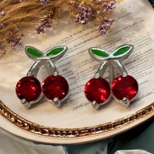 NWOT .925 Sterling Silver Cherry Earrings